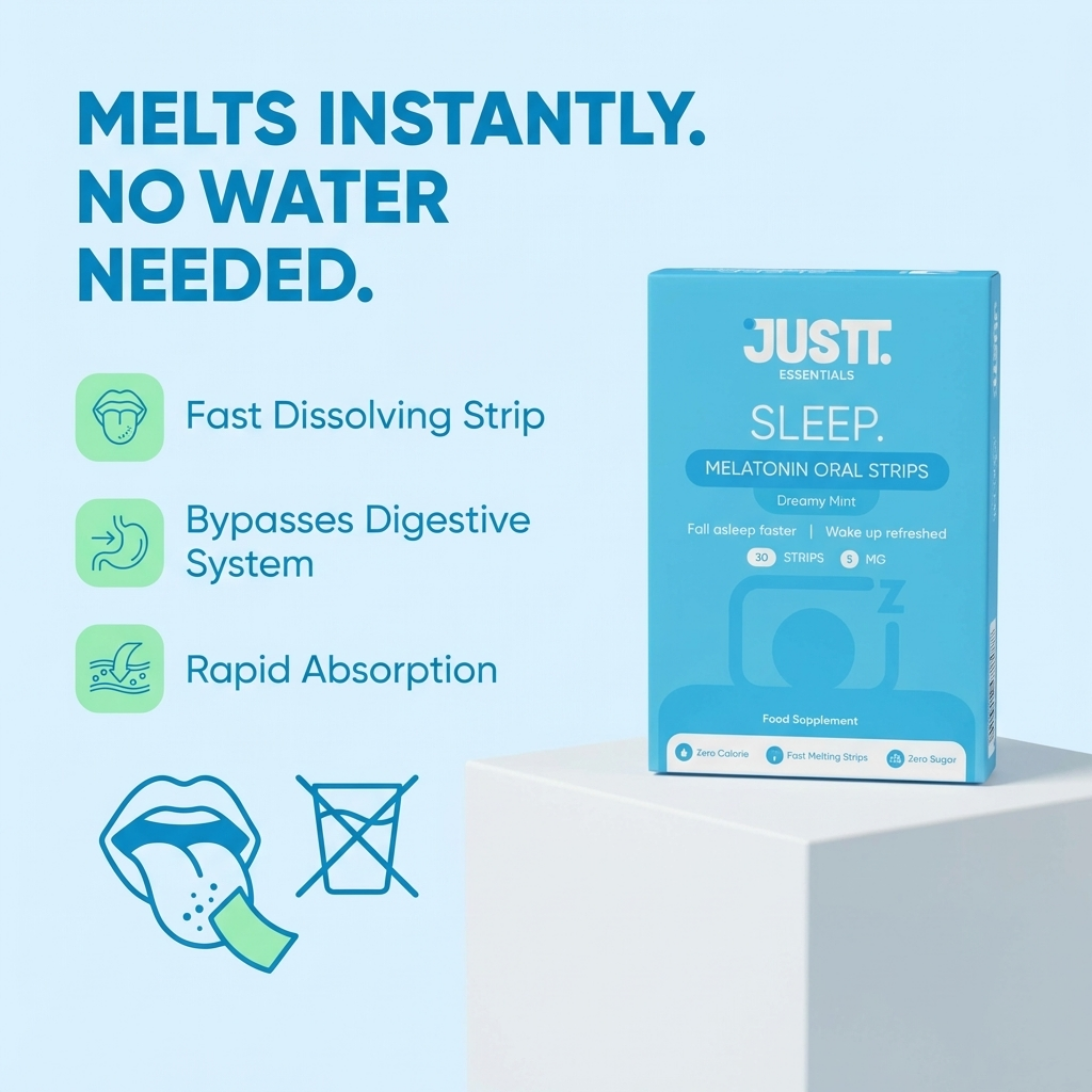 Justt Sleep, Melatonin, Helps improve sleep