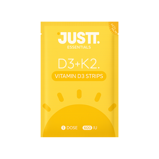 Justt. D3 + K2 – Vitamin D3 600 IU + K2 MK7 55 mcg Oral Strips (Orange Burst Flavour)